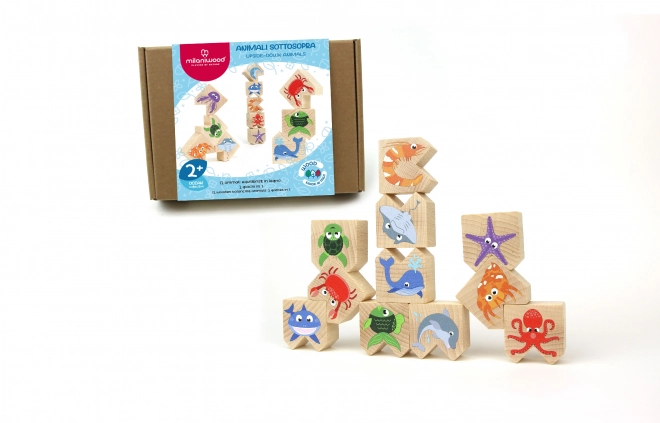 Houten evenwichtsspel met zeedieren