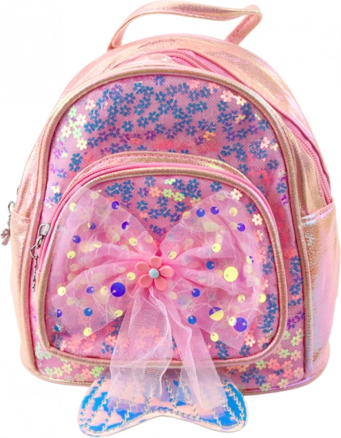 Sac à dos rose pour enfant avec nœud en tulle