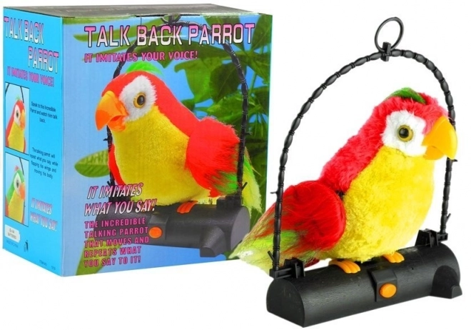 Papegaai Pleciuga Vogel herhaalt woorden rood