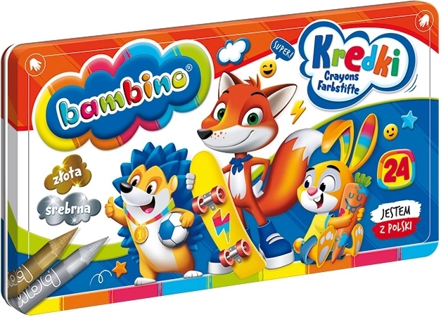 BAMBINO Colored Pencils in Metal Tin, 24 Colors + Sharpener