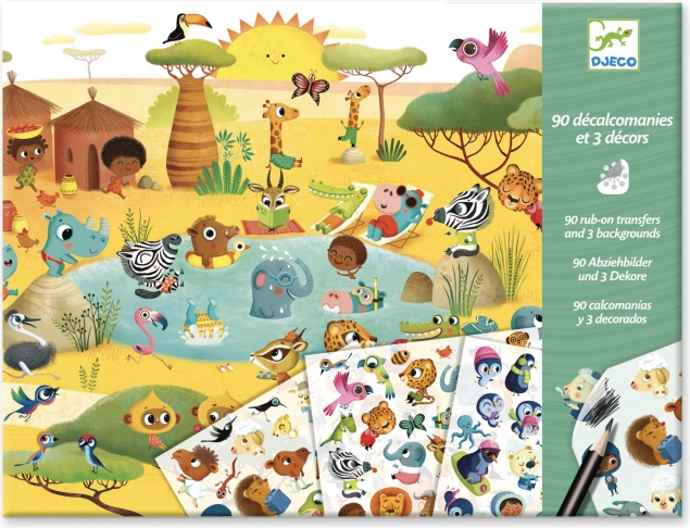 Djeco Transfer Sticker Set - Polar, Savanna, and Desert