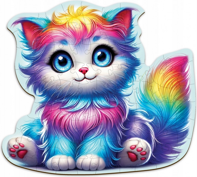 Houten puzzel Kleurrijke Kitten