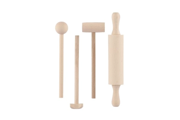Keukengerei snijplank, deegroller, hamer hout 20cm in zak