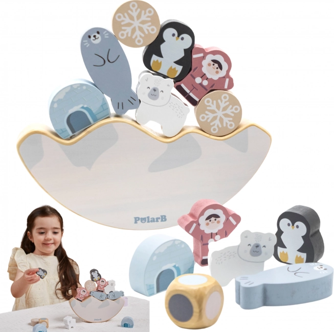 Wooden Balancing Game PolarB Arctic Animals