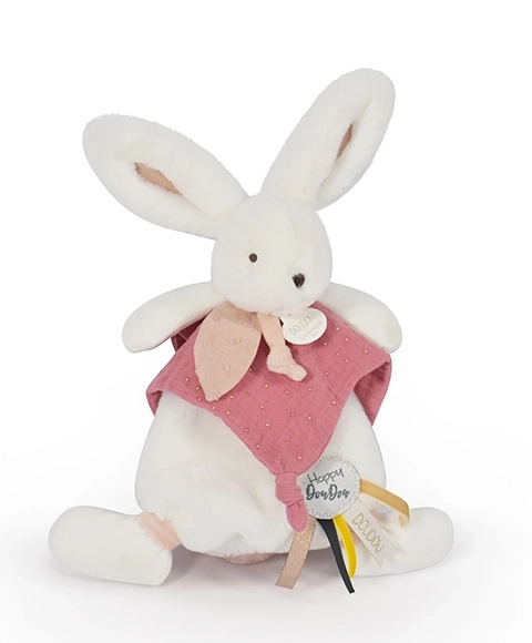 Cadeauset - Pluchen konijn met knuffeldoek oudroze