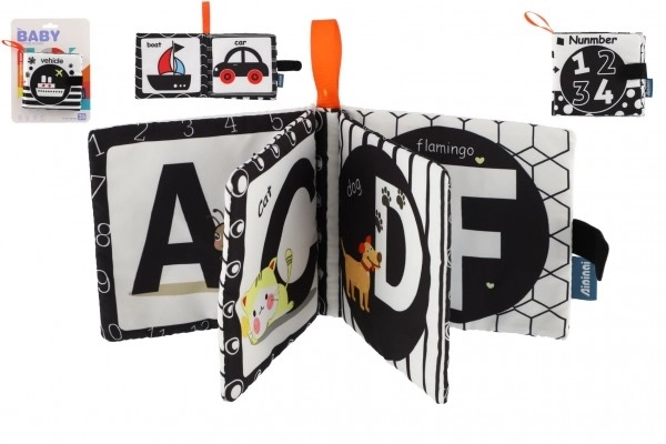 Zachte stoffen boekje 12x11cm 3 soorten op kaart in zak 3m+