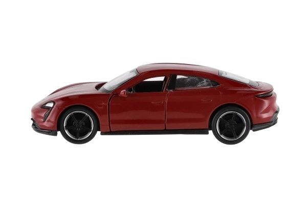 Auto Welly Porsche Taycan Turbo S metaal/plastic 12cm 4 kleuren op terugtrek mechanisme 12 stuks in doos
