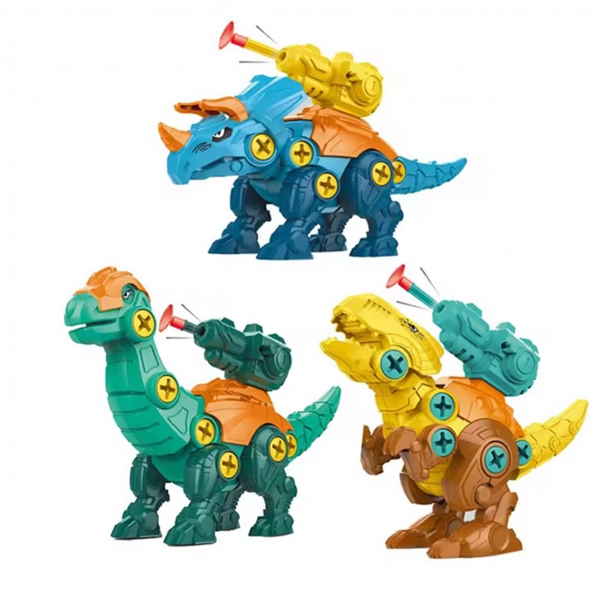 Woopie set dinosaurussen om te schroeven 3 stuks bouwset met koffer en boormachine met schroevendraaier