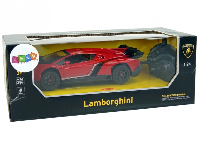 Sportwagen R/C 1:24 Lamborghini Veneno Rood 2.4 G Lichten
