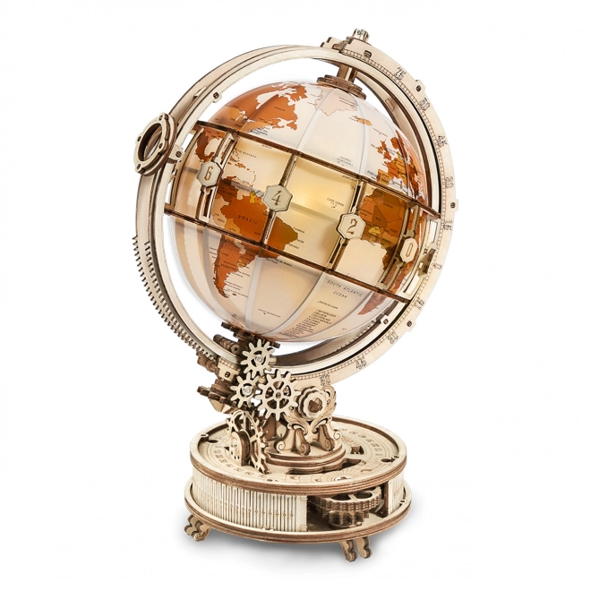RoboTime 3D houten mechanische puzzel Verlichte globe