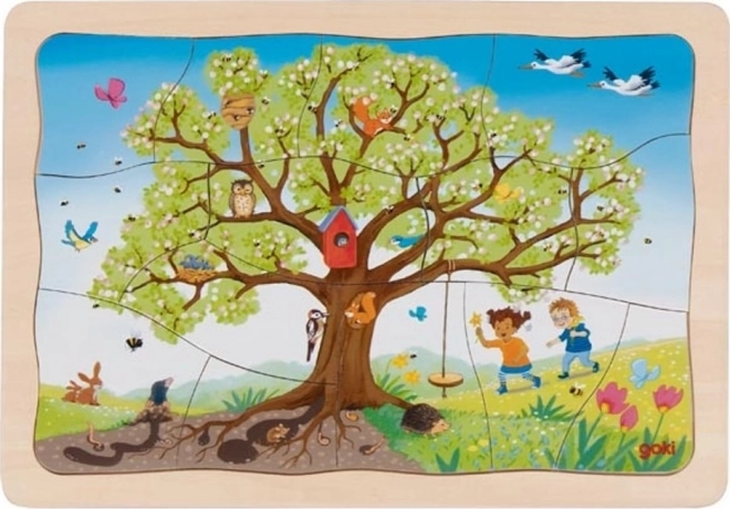 Goki puzzle multicouche pommier au fil des saisons