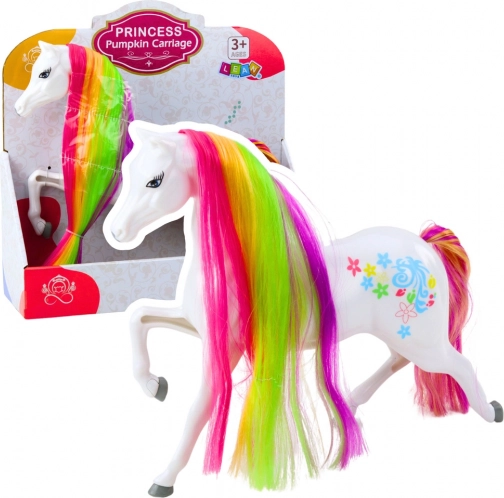 Witte sprookjespaard met regenboogmanen