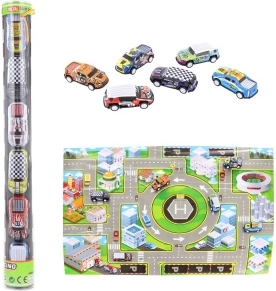 Set of Metal Toy Cars with Play Mat