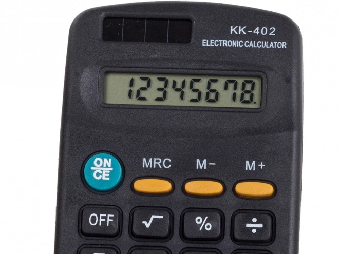 Pocket calculator with 8-digit display and dual power