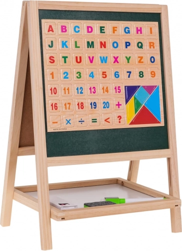 Houten dubbelzijdig bord met accessoires