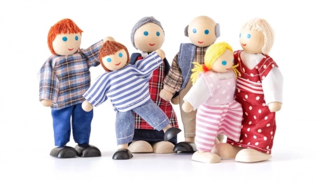 Houten poppenfamilie 6 personen
