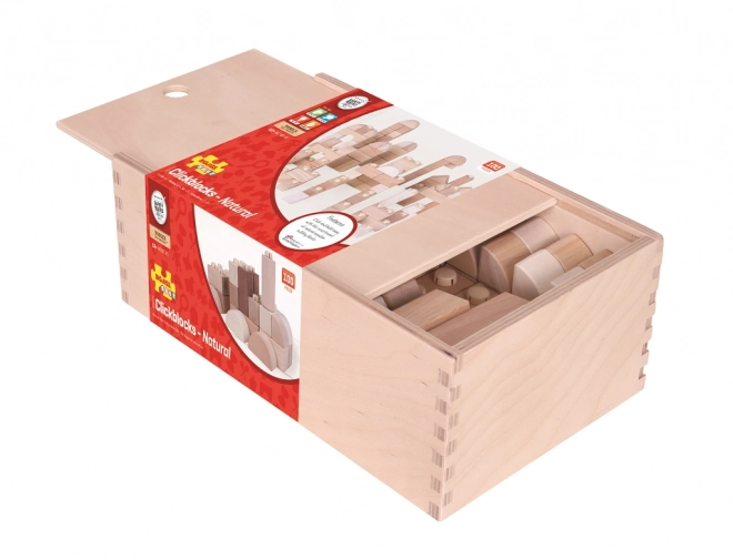 Bigjigs Baby Houten Koppelblokken - Natuurlijke set van 100 stuks
