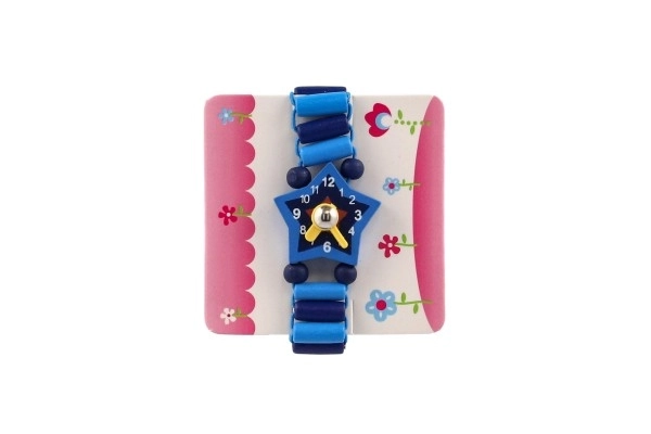 Horloge hout armband 7cm mix soorten/kleuren met standaard