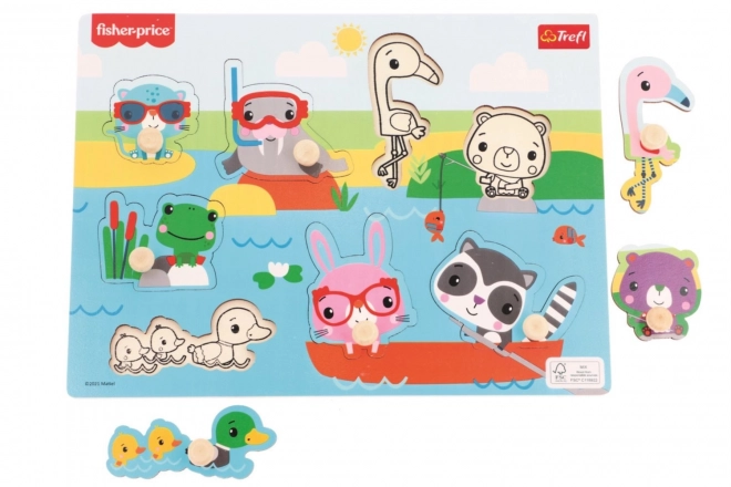 Holzsteckpuzzle Fisher-Price Tiere am Wasser