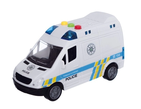 Voiture de police en plastique 15 cm à friction à piles avec son et lumière en boîte 19x13x9 cm