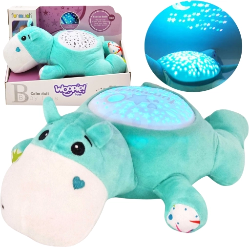 Woopie Baby Plüsch-Flusspferd 2-in-1 – Projektor und Einschlafhilfe
