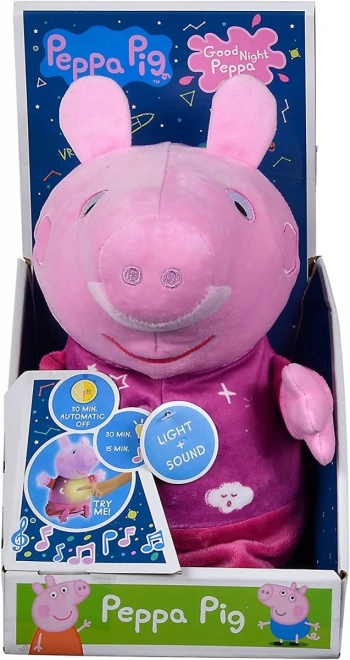 Peppa Pig 2-in-1 pluchen slaapknuffel, speelt + licht, roze, 25 cm