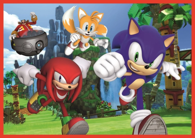 Puzzle 4en1 Sonic/Sonic Le Hérisson 28,5x20,5cm dans une boîte 28x28x6cm