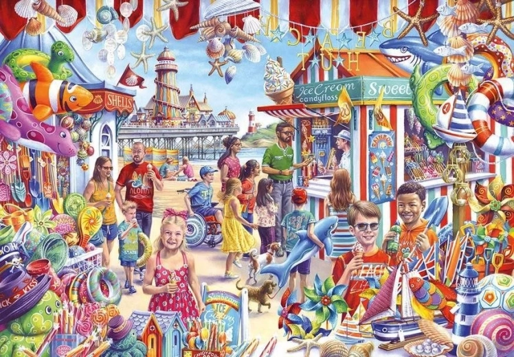 Puzzle Souvenir-Einkauf am Meer XL 250 Teile GIBSONS