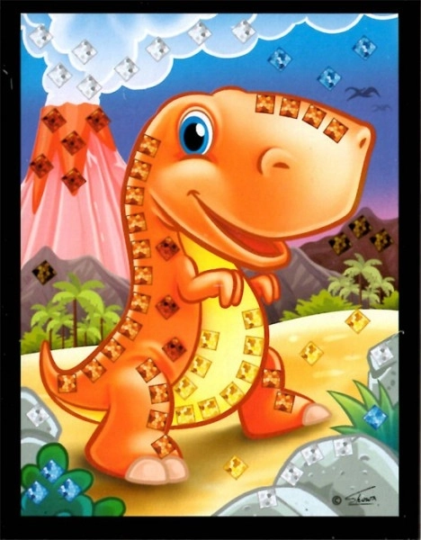 Mozaïek afbeelding mini glitter dinosaurus 10x12cm mix soorten