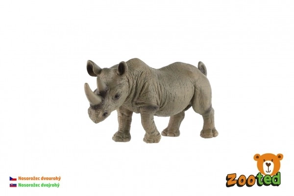 Neushoorn met twee hoorns van plastic 14 cm in zakje