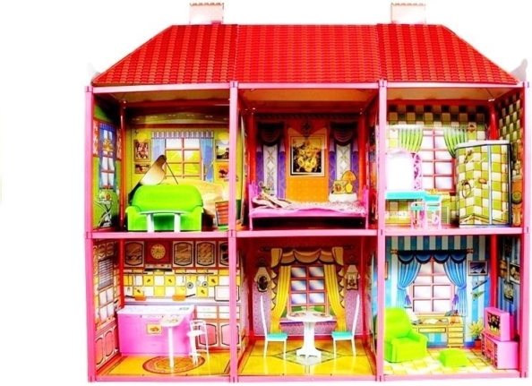 Großes Puppenhaus mit Möbeln – kreative Villa