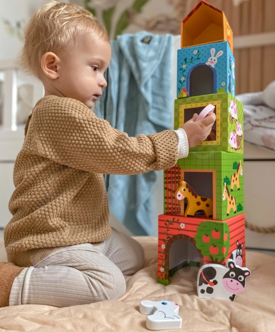 Woopie groene puzzelboerderij met blokken en figuren