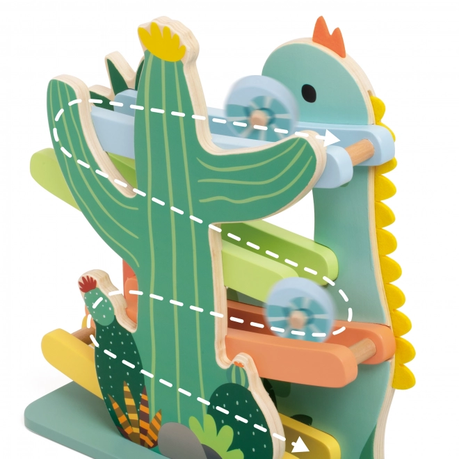 Klassieke houten dinosaurusbaan