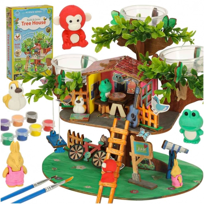 Creatieve set voor het bouwen van een boomhut met accessoires