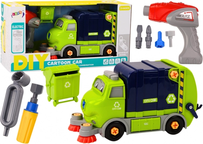 Camion-poubelle DIY dessin animé à assembler – bleu