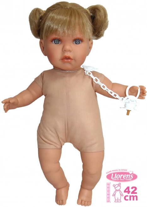 Llorens 424J JULIA - realistische pop met geluiden en zacht stoffen lijfje - 42 cm