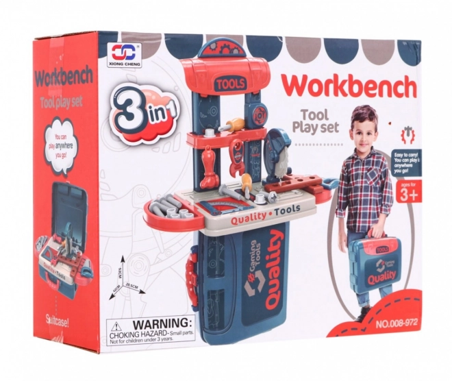 Werkplaats 3in1 koffer + tafel + gereedschap - 21 delen
