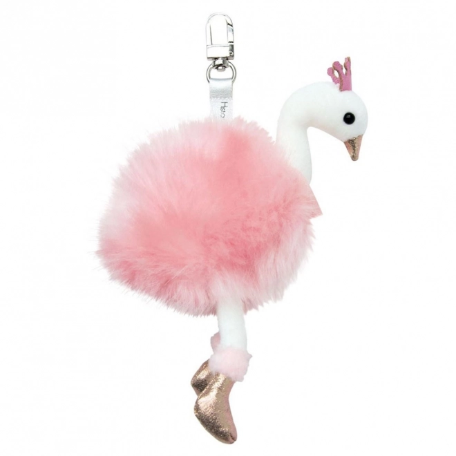 Pluchen sleutelhanger Roze Zwaan 12 cm