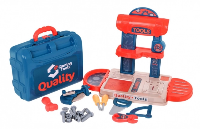 Werkplaats 3in1 koffer + tafel + gereedschap - 21 delen
