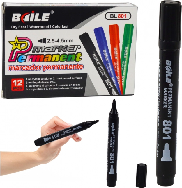 Marqueur permanent étanche noir 2,5–4,5 mm