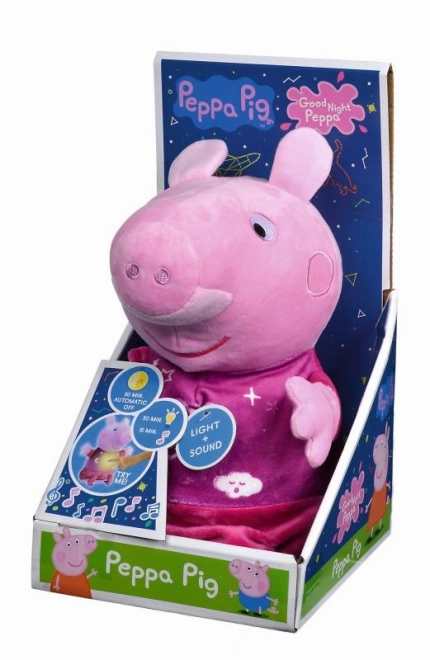 Peppa Pig 2-in-1 pluchen slaapknuffel, speelt + licht, roze, 25 cm