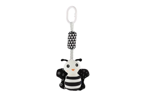 Dierlijk rammelaartje/hanger voor wieg/kinderwagen pluche 30 cm zwart-wit