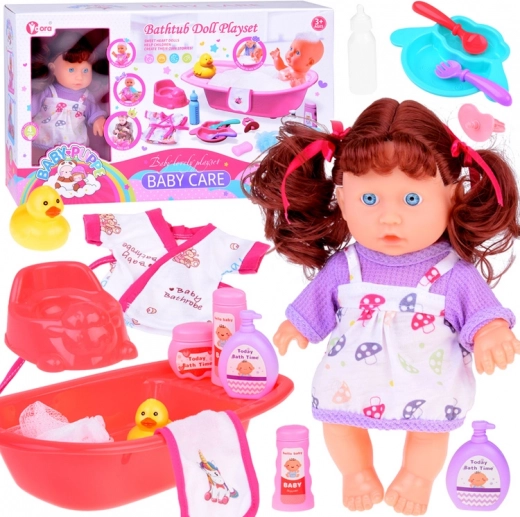 Interactive talking baby doll with bathtub and bath accessories