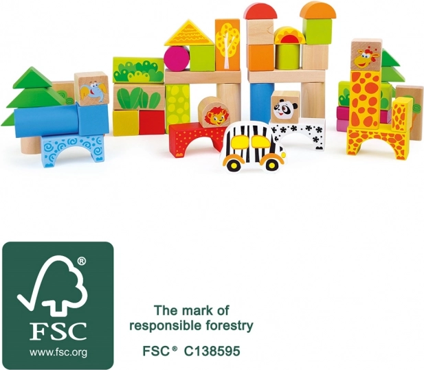 Small Foot wooden building blocks zoo 50 pcs