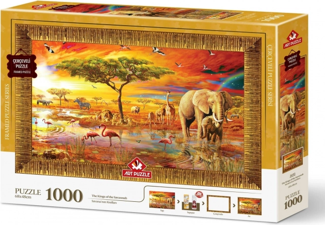 ART PUZZLE Puzzle with frame and glue 3in1 1000 pieces – Kings of the Savannah
