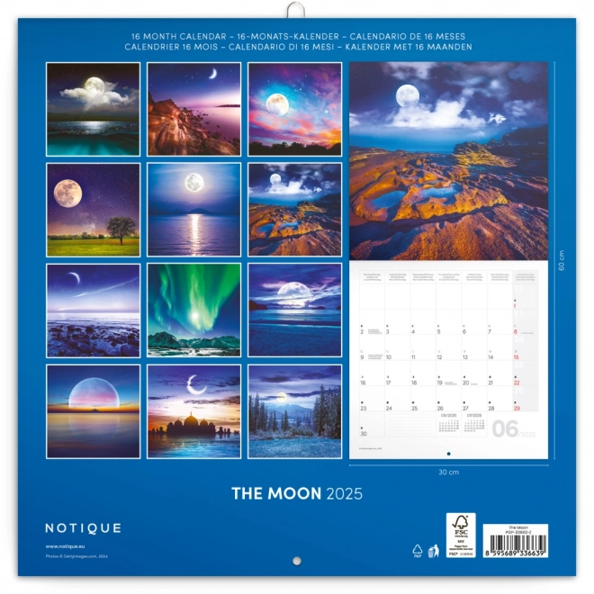 NOTIQUE Notitiekalender Maan 2025, 30 x 30 cm