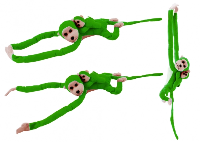 Pluchen aap met groen kindje 70 cm