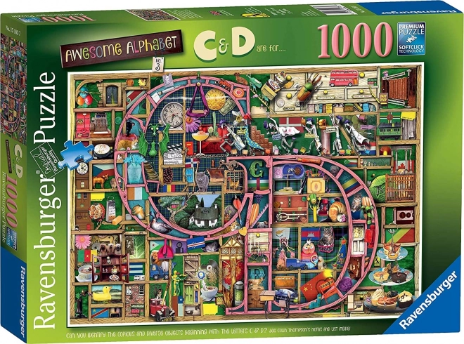 RAVENSBURGER Puzzel Geweldige alfabet - letter C en D 1000 stukjes