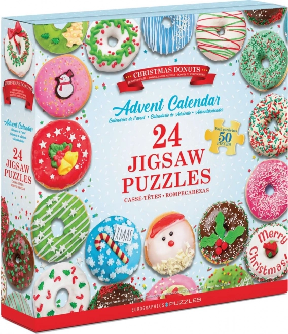 Adventskalender met Puzzel Eurographics 24 x 50 Stuks – Kerst donuts