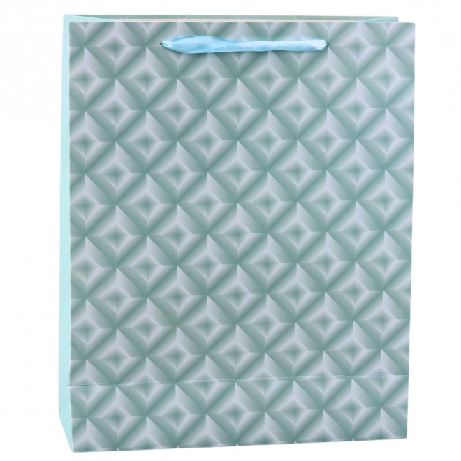 Cadeautas met embossing blauw-turkoois 32 x 26 x 10 cm